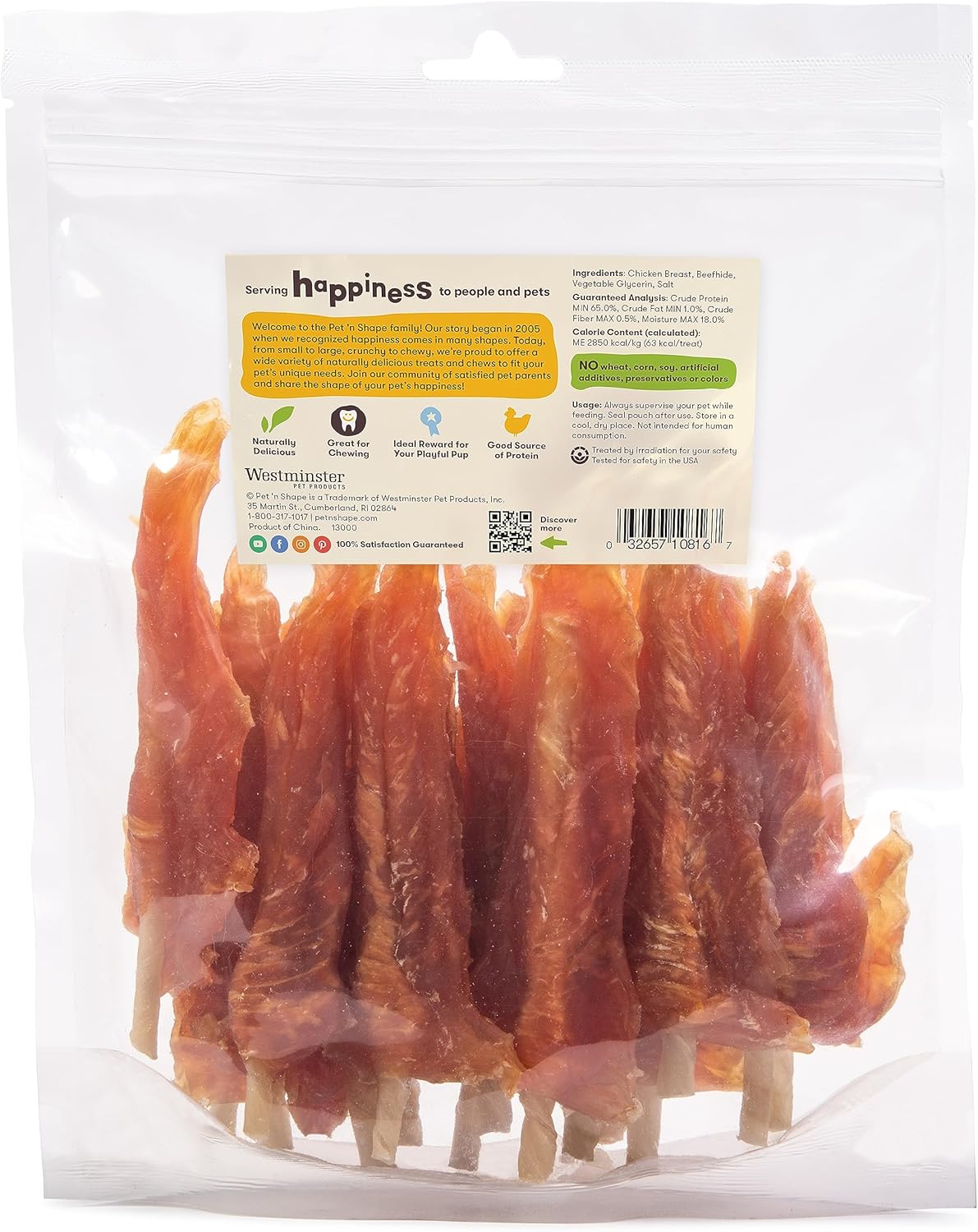 Pet 'n Shape Chik 'n Skewers - Chicken Wrapped Rawhide Chew Dog Treats - 1 Pound