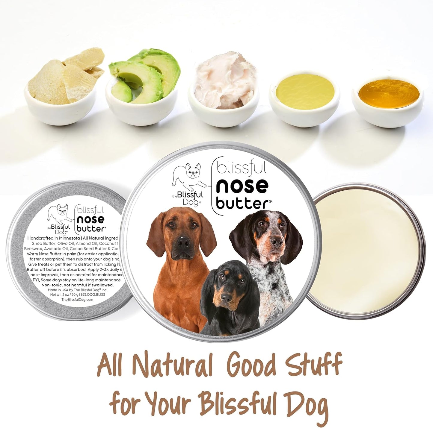 The Blissful Dog Coonhound Unscented Nose Butter, 2-Ounce
