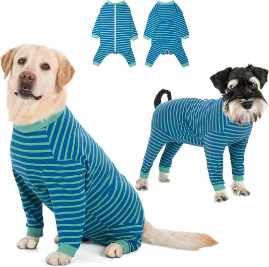 Yeapeeto Dog Onesie Surgery Recovery Suit for Large Medium Bodysuit Dogs Pajamas PJS Full Body for Shedding, Prevent Licking, Wound Protection, Cone Alternative… (Blue Green, X-Large)