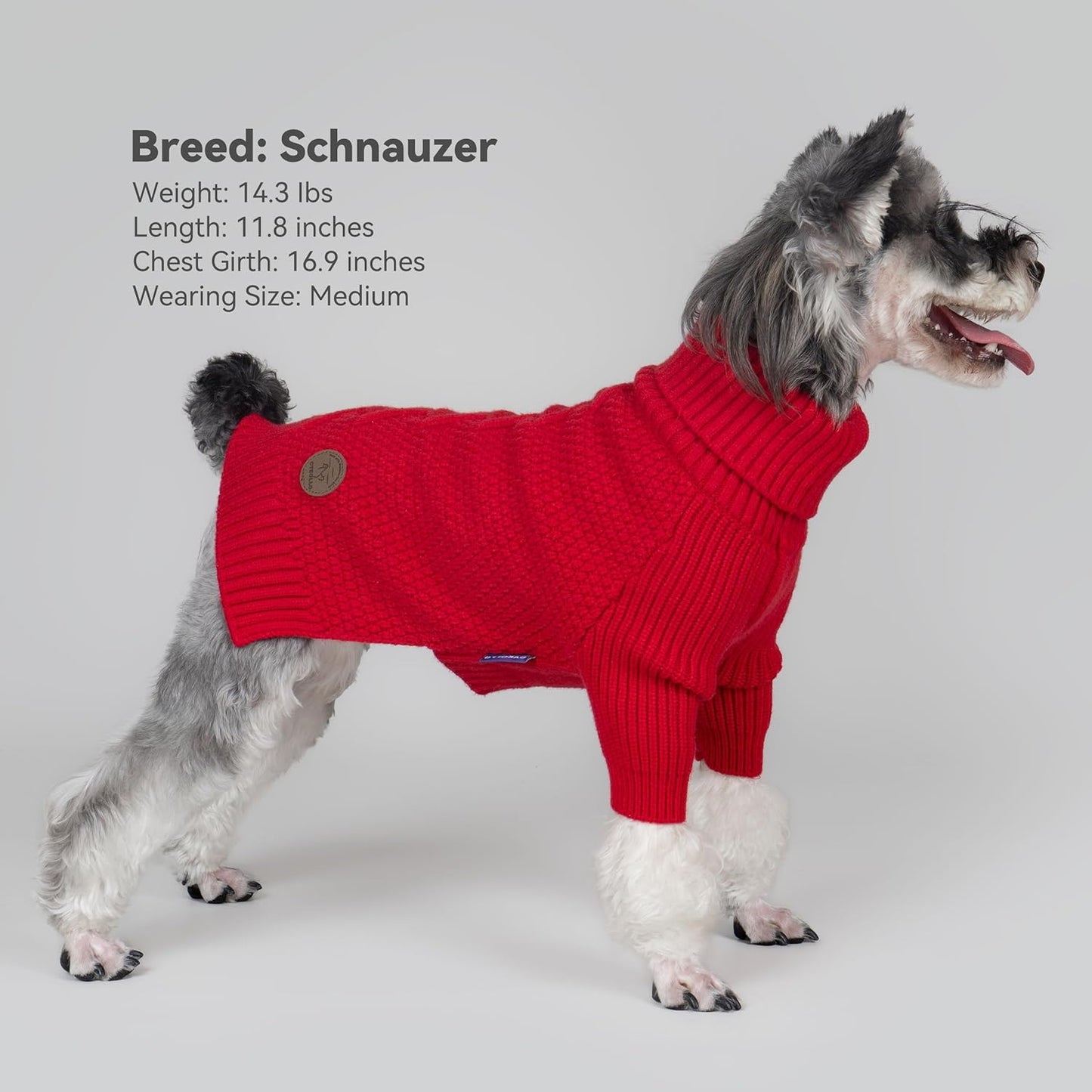 cyeollo Dog Sweaters for Small Dogs Boy, Pullover Turtleneck for Dogs Female, Knitted Doggy Fall Winter Warm Cold Weather Dog Clothes Apparel with Sleeves, Red L