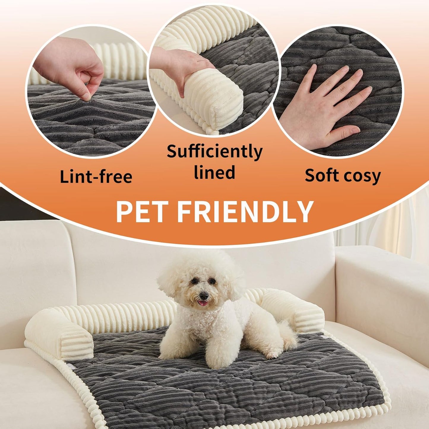 HAOMAIJIA Dog Couch Bed for Large Dogs, Non Slip Pet Couch Covers for Sofa Thick Soft Washable Dog Couch Cover Protector All Seasons Universal Dogs and Cats Bed Mat (Grey, X-Large)