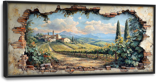 Large Farmhouse Country Landscape Wall Art for Living Room, Rustic Countryside Canvas Oversized Wall Decor, Vintage Scenery Framed Pictures Painting Print Artwork for Bedroom Office 60L" x 30W"