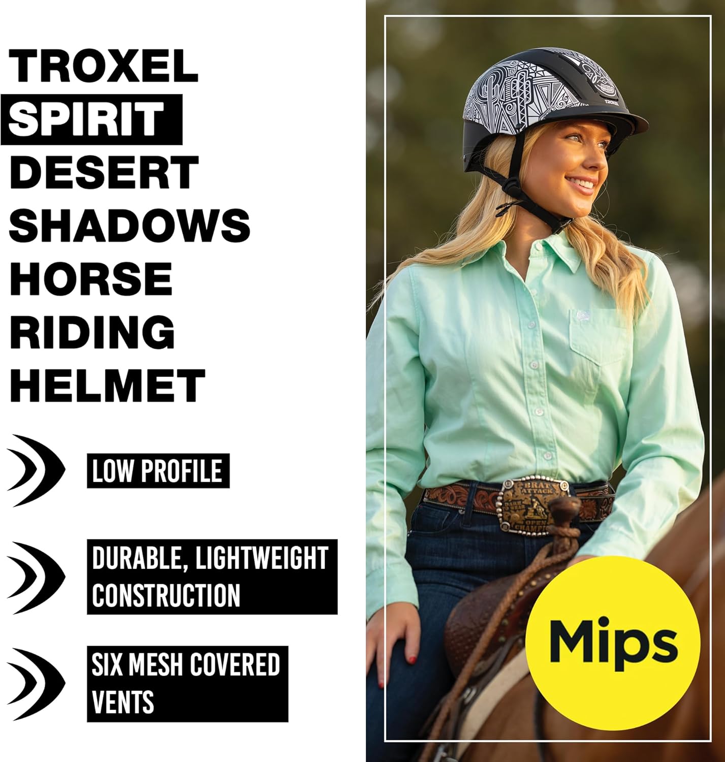 Troxel Spirit MIPS Technology Full Coverage Horse Riding Helmet, Horseback Riding Gear for Equestrians, Large (7-3/8-7-3/4), Desert Shadows