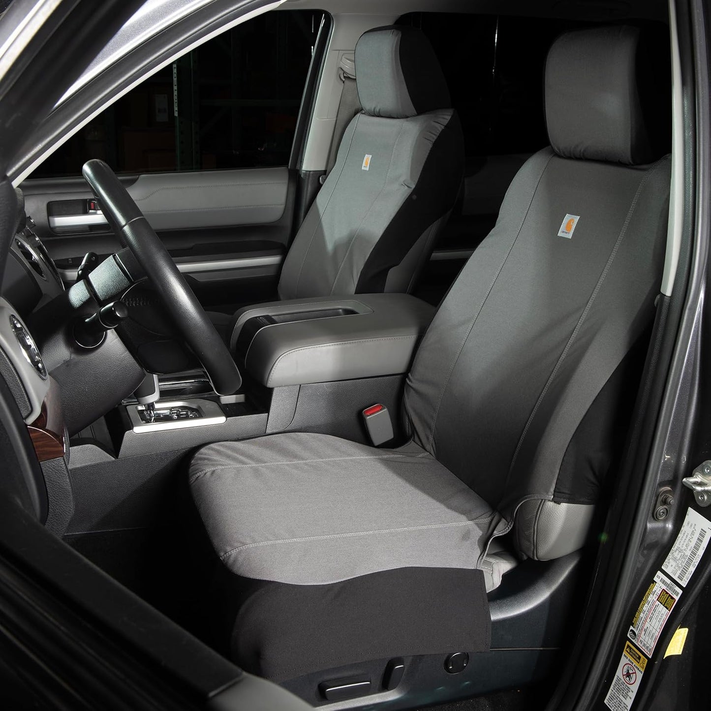 Carhartt Universal Nylon Duck Canvas Fitted Bucket Seat Cover, Durable Seat Protection with Rain Defender, Single, Gravel