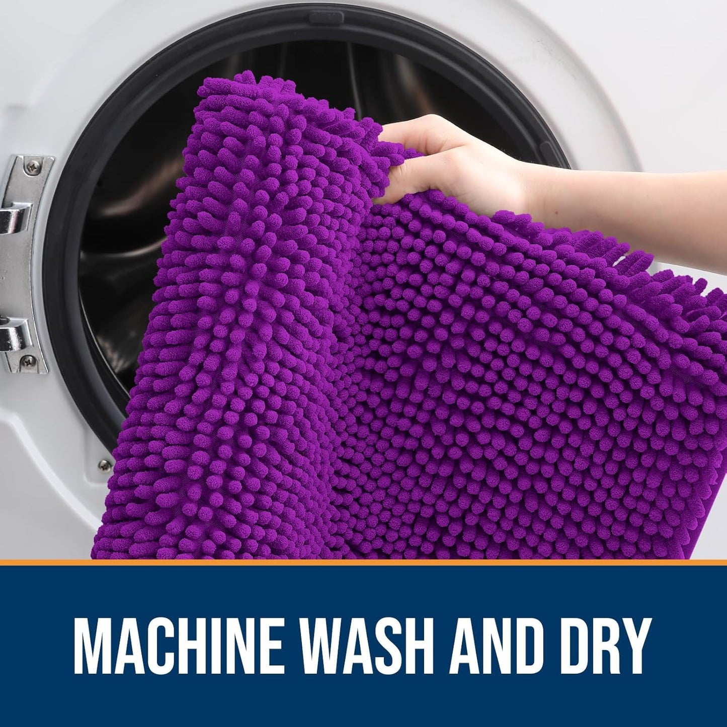 OLANLY Dog Door Mat for Muddy Paws 24x16, Absorbs Moisture and Dirt, Absorbent Non-Slip Washable Doormat, Quick Dry Chenille Mud Mat for Dogs, Entry Indoor Entryway Carpet for Inside Floor, Purple