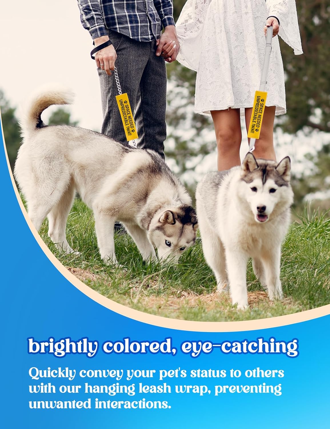 Space Needed Unpredictable Leash Sleeve, Funny Yellow Dog Leash Wrap Alert Hanging ID Patch Tag, Do Not Pet Velcro Patch, Pet Birthday Gifts for Dog Lovers Owners