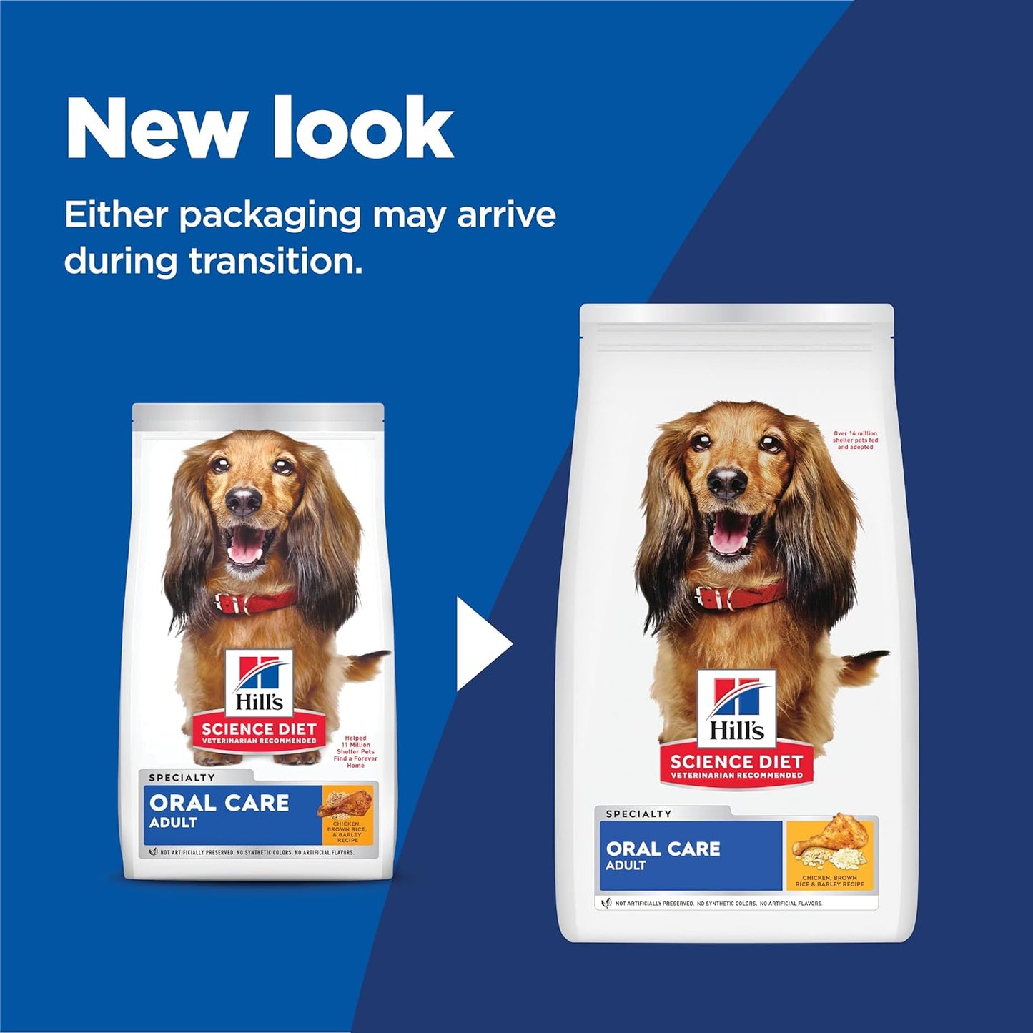 Hill's Science Diet Oral Care, Adult 1-6, Plaque & Tartar Buildup Support, Dry Dog Food, Chicken, Rice, & Barley, 4 lb Bag