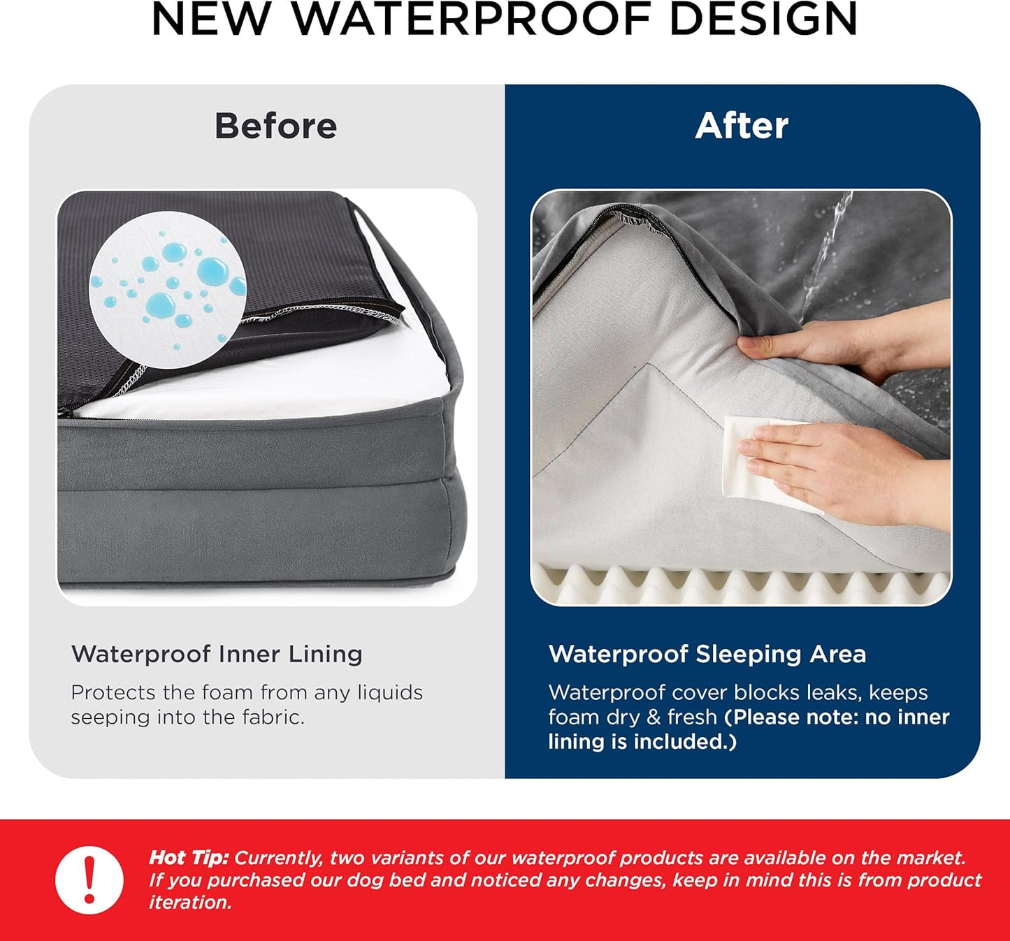 Bedsure Orthopedic Dog Bed Medium Size Dogs - Washable Medium Dog Cat Bed Waterproof, Comfort Pet Couch Sofa with Washable Removable Cover, Pets Bed with Nonskid Bottom, Plush-Blue, 28"