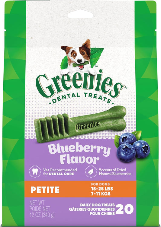 Greenies Petite Dental Dog Treats, Blueberry Flavor, 12 oz. Pack (20 Treats)