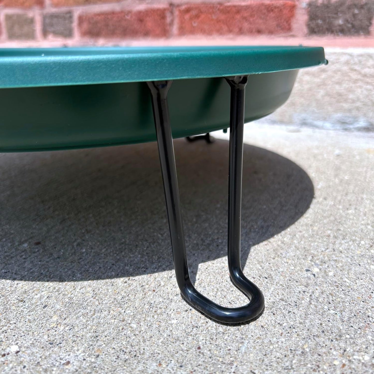 Ground Level Bird Bath - Floor Standing Bird Bath for Patio, Garden, or Deck - Black Steel Wire with Green Dish - Made in USA - Erva BA5SL