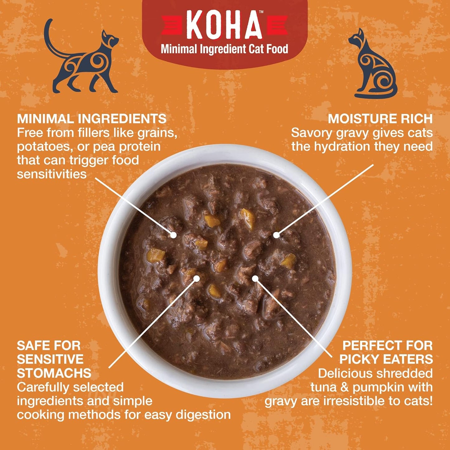 KOHA Poké Bowl Tuna & Pumpkin Entree in Gravy for Cats, 12-Pack of 3oz Pouches