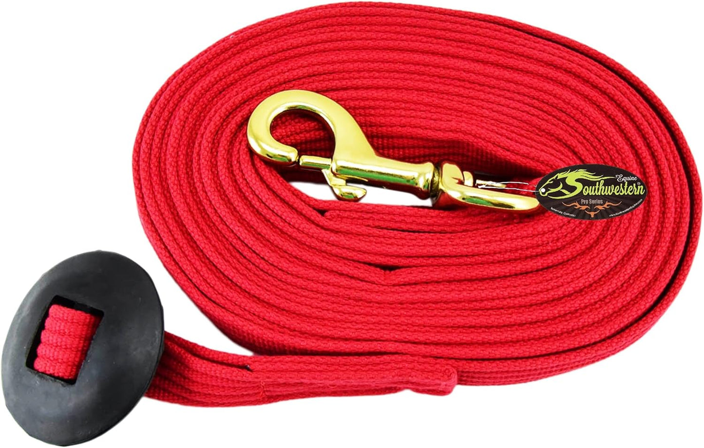 Southwestern Equine Lunge Line for Horses Cotton Horse Lunge Line with Bolt Snap & Rubber Stop (Red, 24')