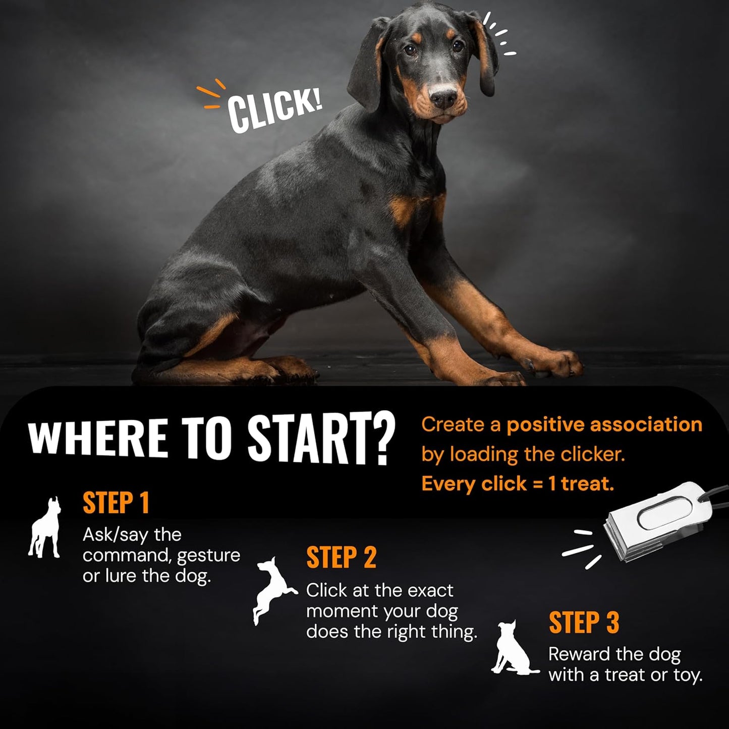 Dog Clicker Black & White with Necklace (4 Pack) - Clickers for Pet Training - Dog Training & Behavior Aids Easy to Carry with You Anywhere - Teach Your Dog Tricks or Reward His Behavior