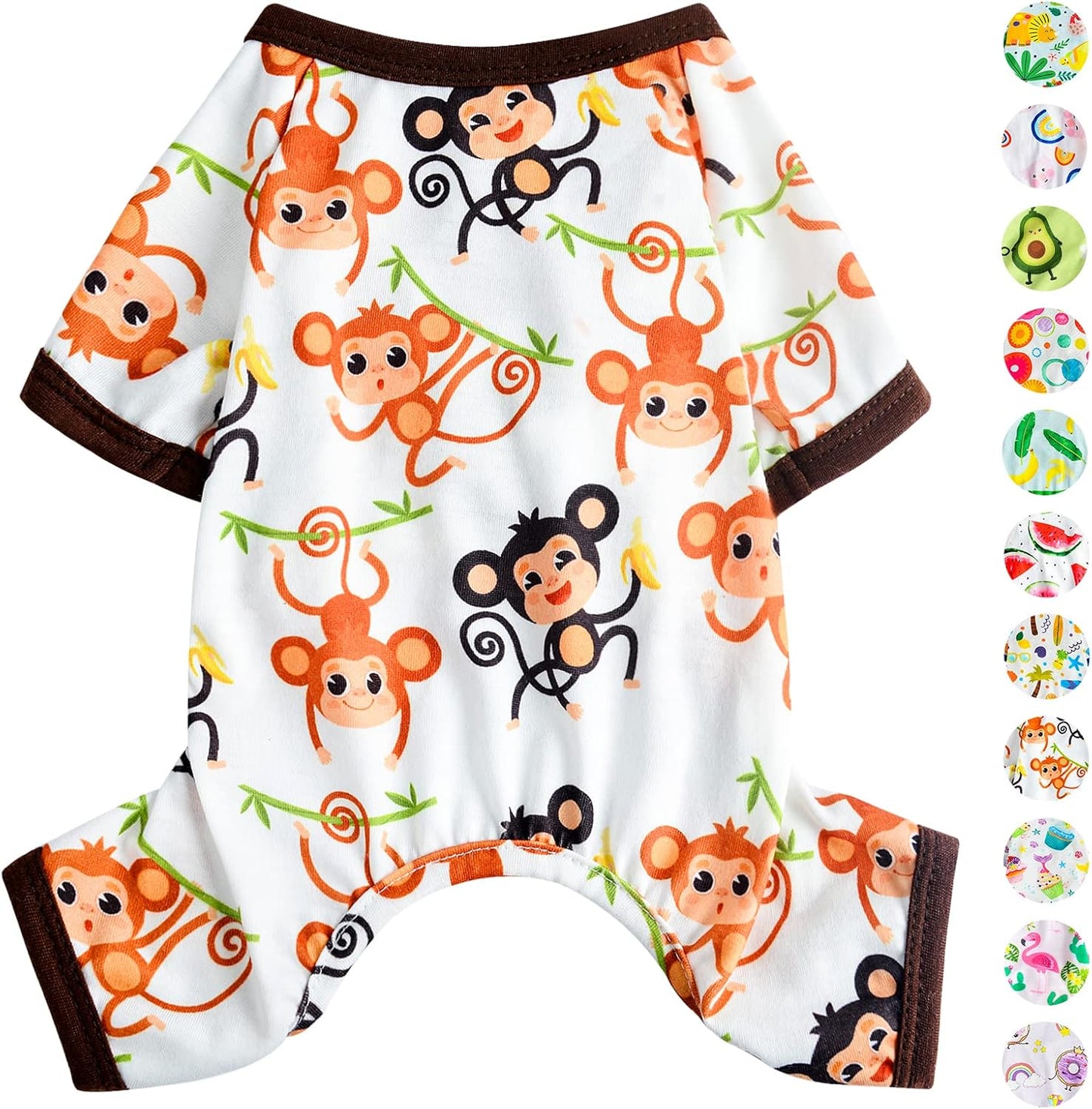 Dog Pajamas Pjs Spring Summer Dog Clothes for Small Dogs Girl - Boy - Medium Size Dogs, Soft Stretchy Puppy Clothes Doggie Onesies Cat Pet Jammies Outfit (Cute Monkey, X-Large)