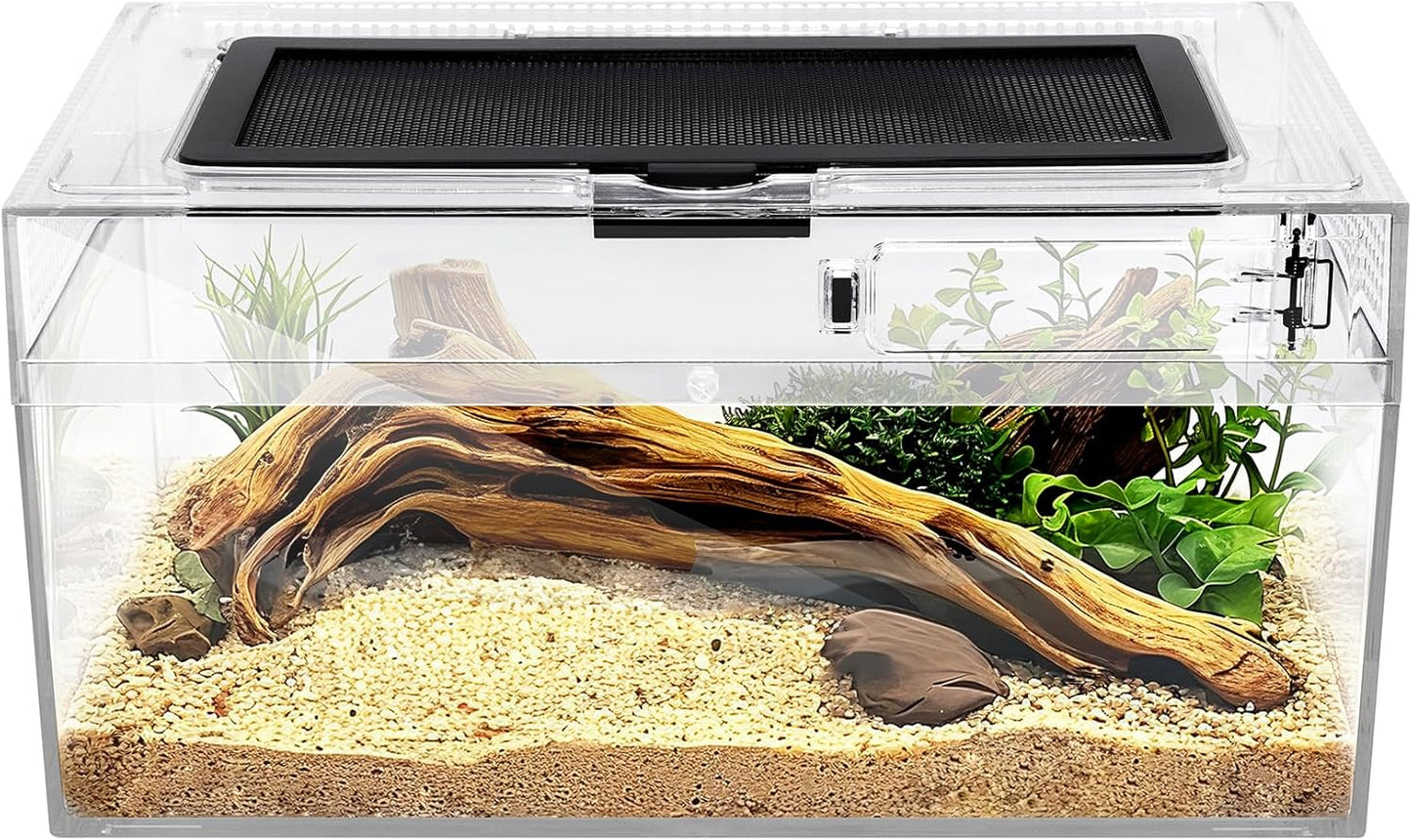 Reptile PC Terrarium Amphibian Tank Spider Enclosure Snake Cage 7x11.8x5.9inch Suitable for breeding Leopard Gecko,Frog,Hermit Crab,Lizards,Isopod,Tarantula,Turtles,Chameleons,Jumping Spiders