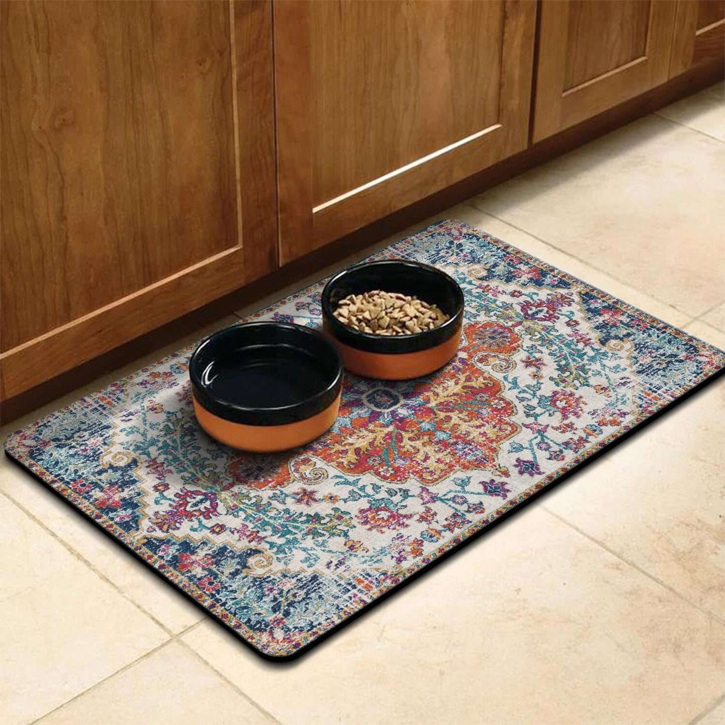 Pet Feeding Mat for Floors Waterproof Dog Mat for Food and Water Absorbent Quick Dry Non Slip mat for Cat Bowls