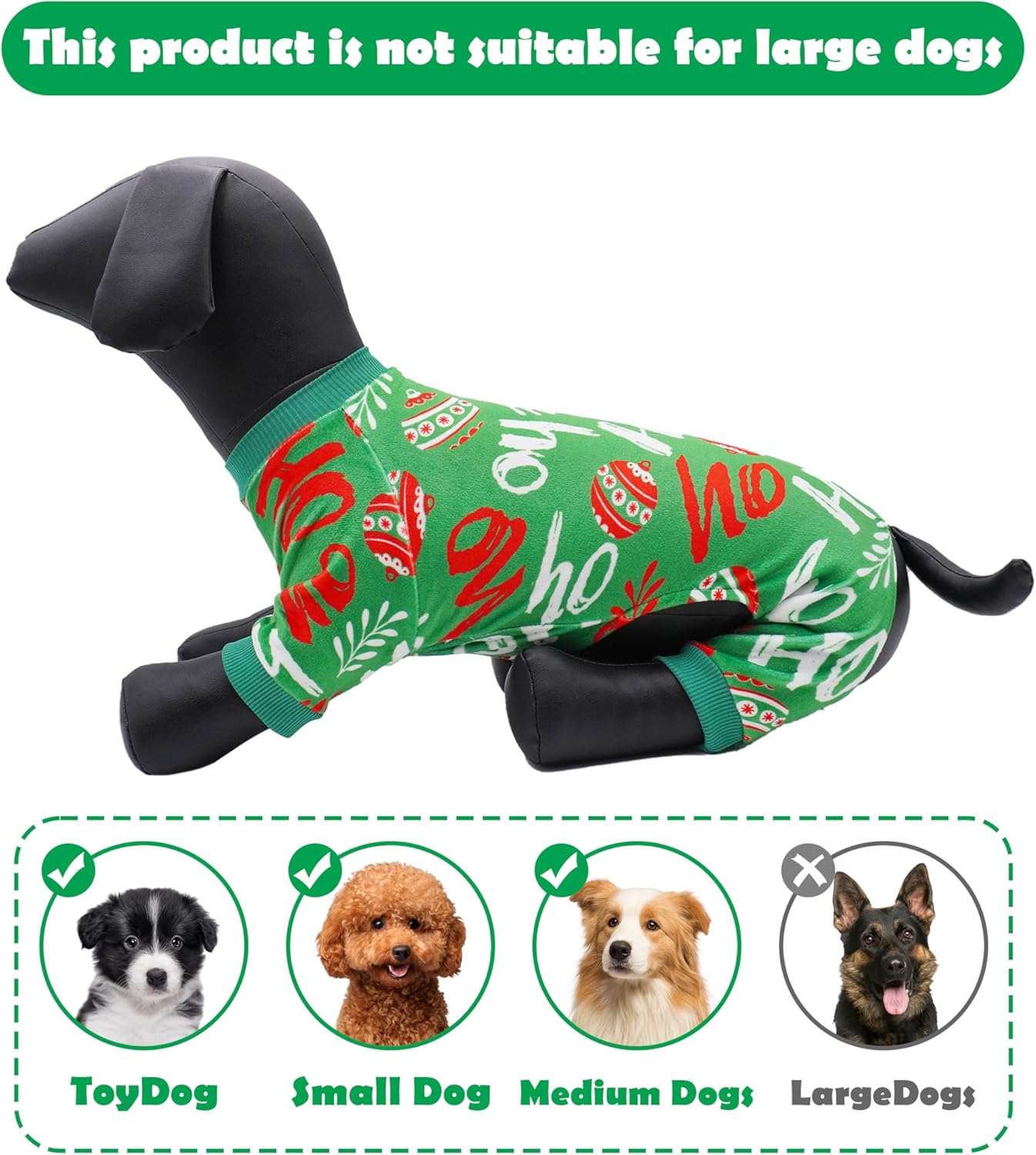 PET SHOW 4 Pack Small Dog Christmas Pajamas Holiday Dog Clothes for Medium Dogs Girl Boy Soft Stretchy PJs Xmas Jumpsuit Puppy Cats Onesies Red Green Outfits with Sleeve Pets Dachshund Costume M