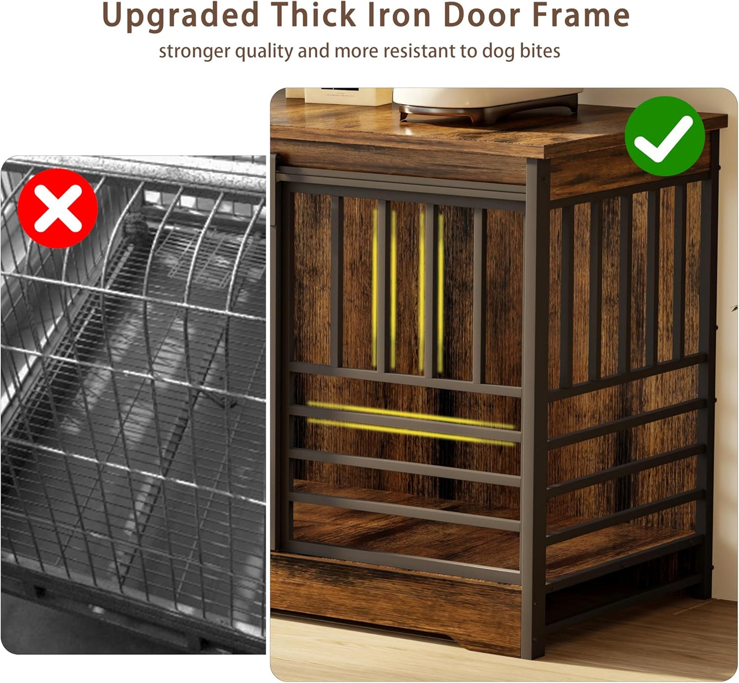 78 Inch Double Dog Crate Furniture, Extra Large Dog Kennel Indoor with Divider, Heavy Duty Dog Cage for 2 Dogs, Decorative Wooden Dog House Decorative Table TV Stand, Pet House for XLarge Dogs,Brown