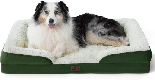 Bedsure XL Orthopedic Dog Bed for Extra Large Dogs - Washable XLarge Dog Cat Bed Waterproof, Comfort Dogs Couch Sofa with Washable Removable Cover, Pet Bed with Nonskid Bottom, Plush-Green, 42"