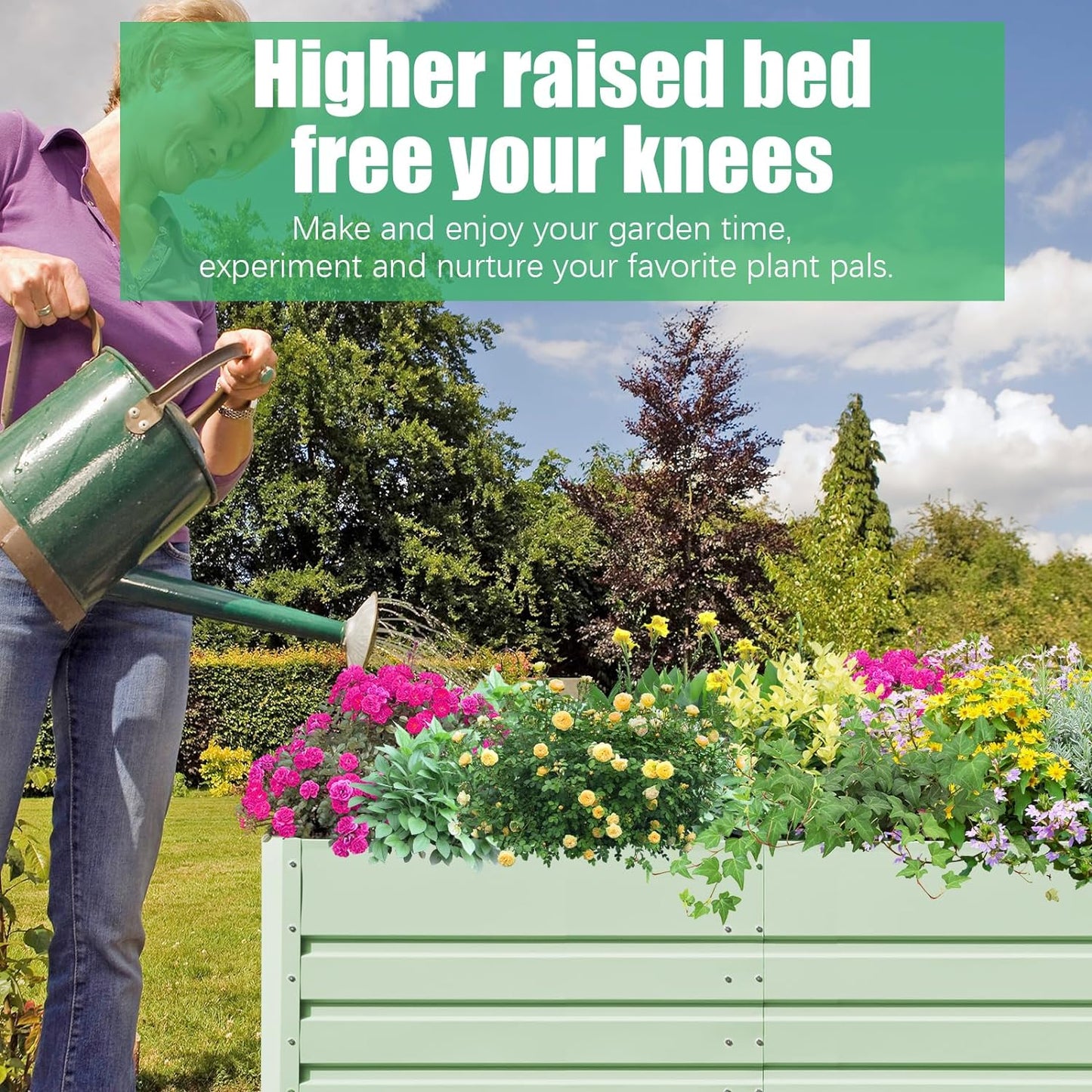 SnugNiture Galvanized Raised Garden Bed 8x4x1FT Outdoor Large Metal Planter Box Steel Kit for Planting Vegetables, Flowers