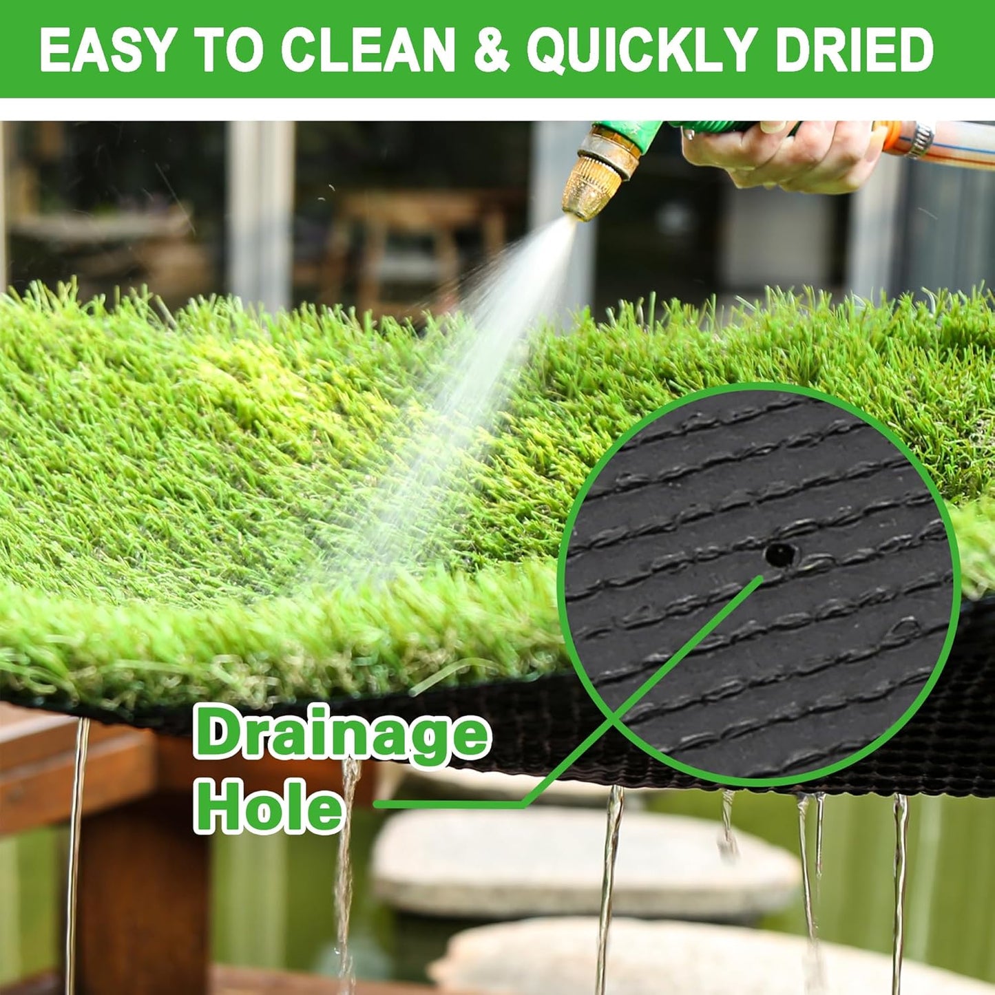 Artificial Grass Turf for Dogs 6 ft x 8 ft,1.38 inch Extra Large Fake Grass Pee Pad for Puppy Potty Training，Faux pet Grass Rug for Indoor/Outdoor Patio,Turf Grass Mat for Dogs Potty.