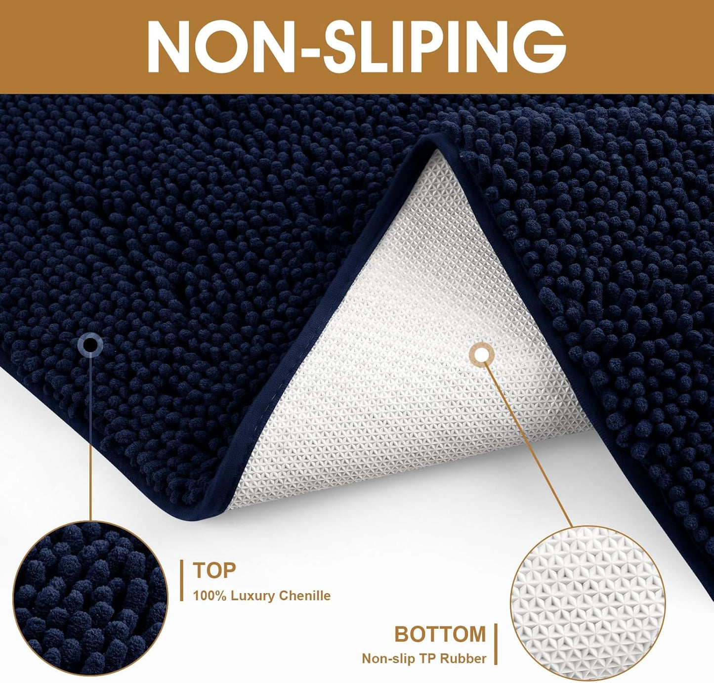 Dog Door Mats for Muddy Paws, Chenille Absorbent Door Mats, Non Slip Heavy Mud Mat for Dogs, Soft Indoor Door Mat for Entryway, Mud Paws, Inside Floor,36" X 24", Navy Blue