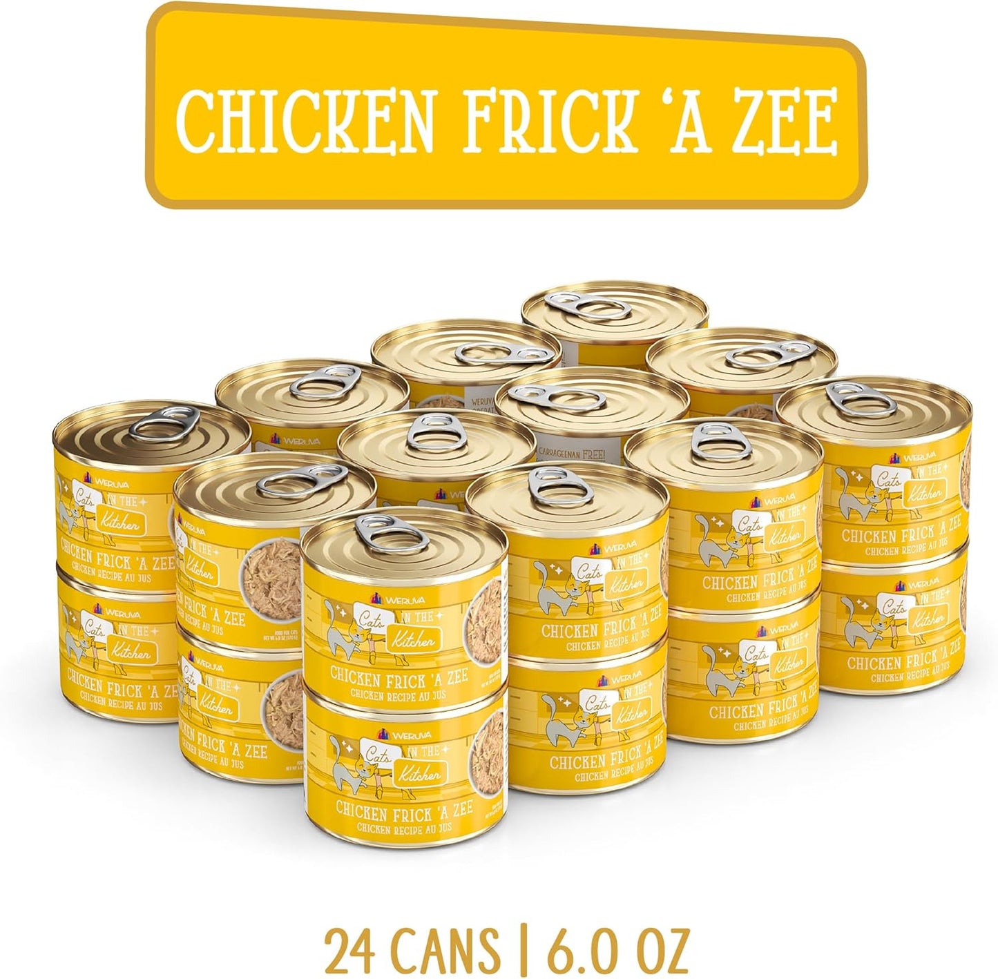 Weruva Cats in The Kitchen, Chicken Frick 'A Zee with Chicken Au Jus Cat Food, 6oz Can (Pack of 24)