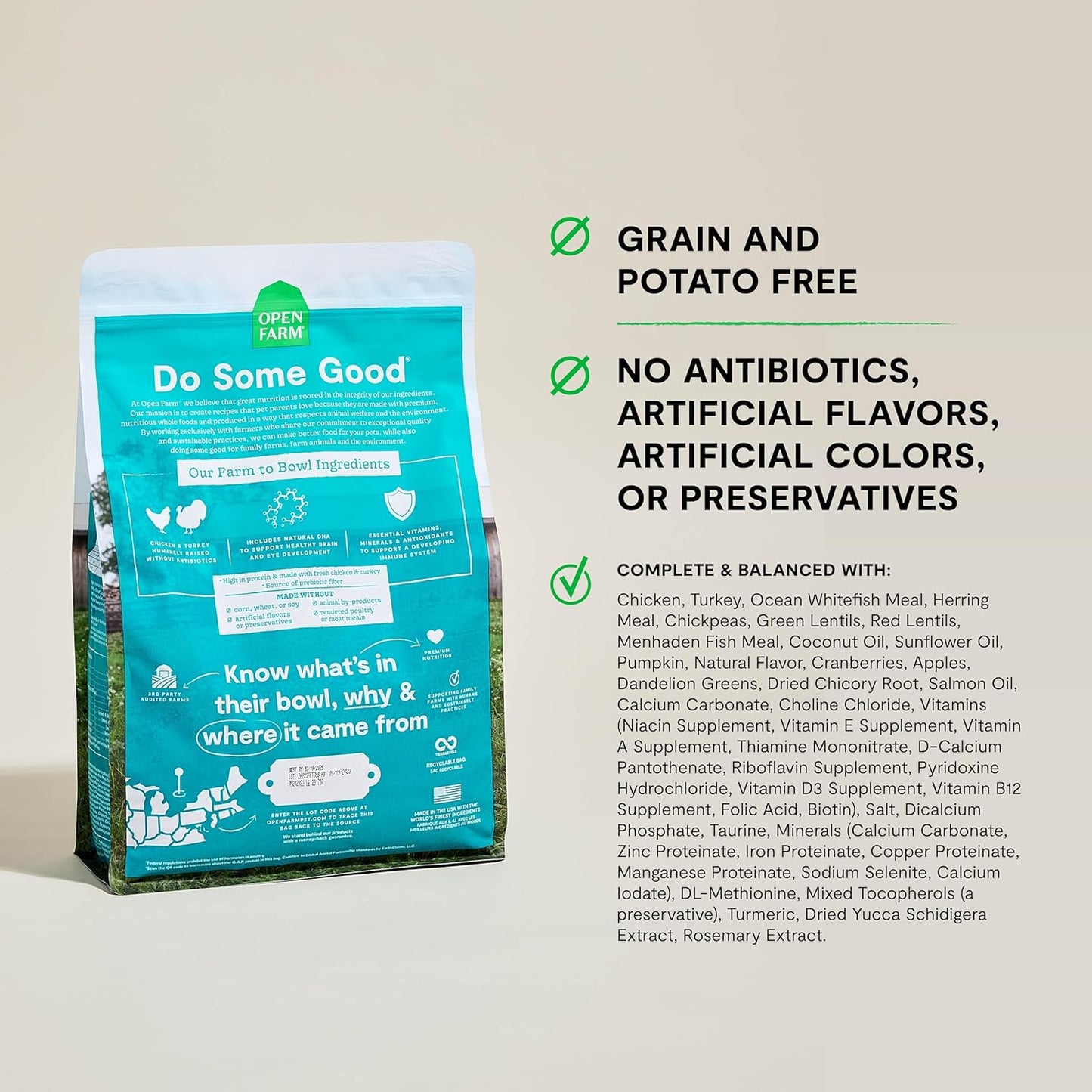 Open Farm, Grain Free Dry Kitten Food, Nutrient Dense Kibble with Protein, Vitamin A, Taurine, Naturally Occurring Fibers & Prebiotics, Homestead Turkey & Chicken Recipe for Kittens, 4lb Bag