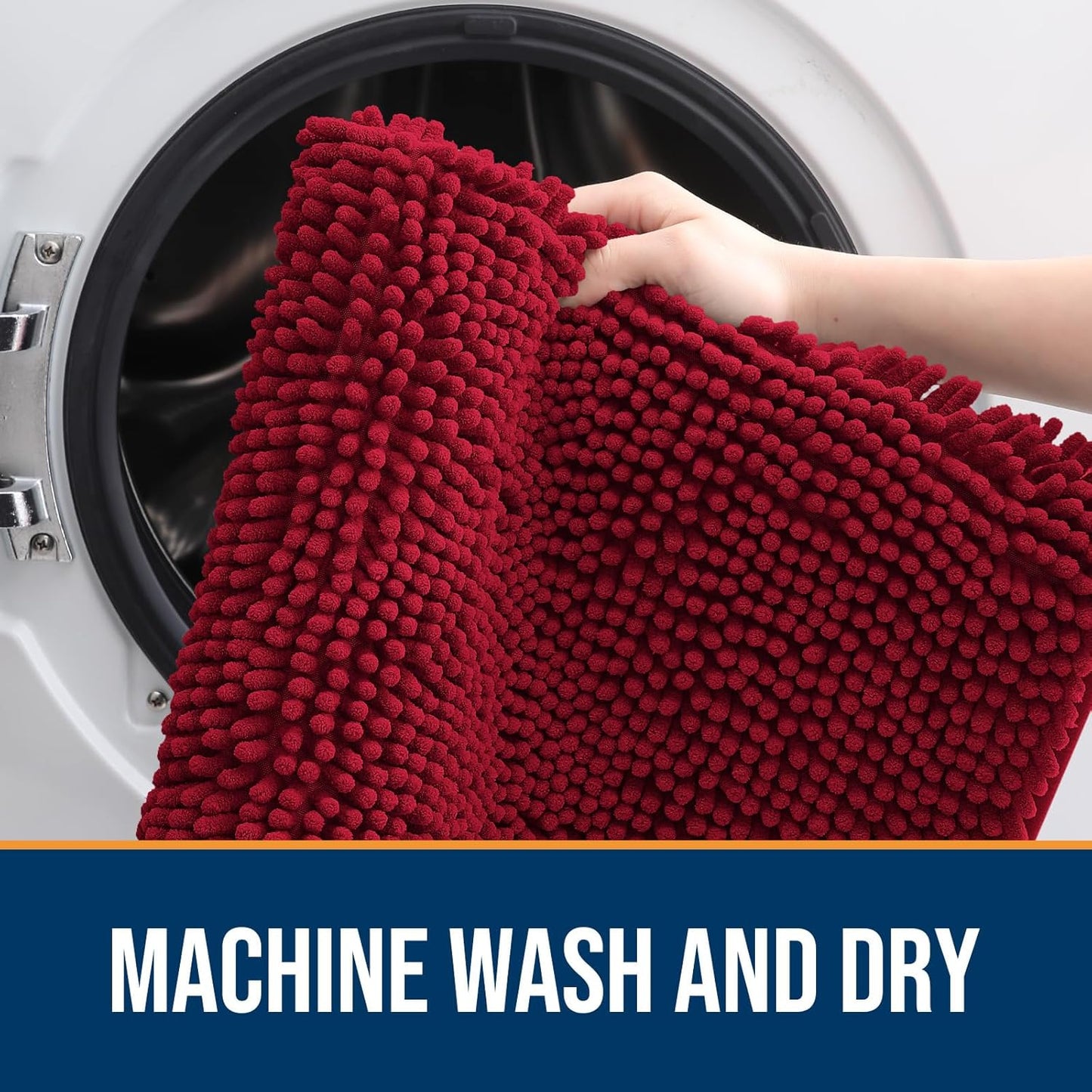 OLANLY Dog Door Mat for Muddy Paws 40x32, Absorbs Moisture and Dirt, Absorbent Non-Slip Washable Doormat, Quick Dry Chenille Mud Mat for Dogs, Entry Indoor Entryway Carpet for Inside Floor, Red