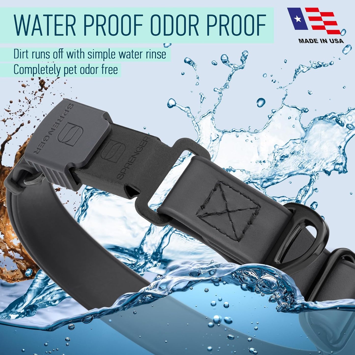 Dogline Biothane Waterproof Dog Collar with Herm Sprenger Black Stainless Steel Quick Release Buckle – Heavy Duty Tactical Durable Collar for Dogs – Comfortable and Safe Pet Collar W3/4" L12-19 Black