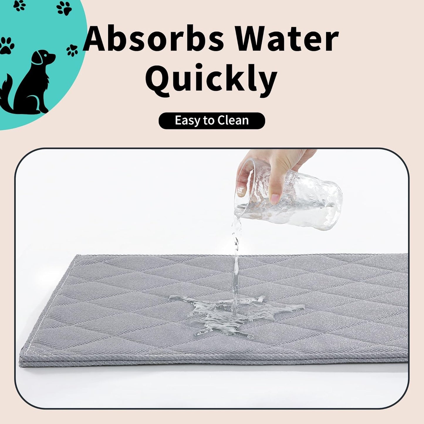 MABOZOO Indestructible Dog Bed, Chew Proof Crate Pad for Aggressive Chewers - Machine Washable Quilted Mat for Small Dogs - Durable Grey Kennel Pad (22x35 in)