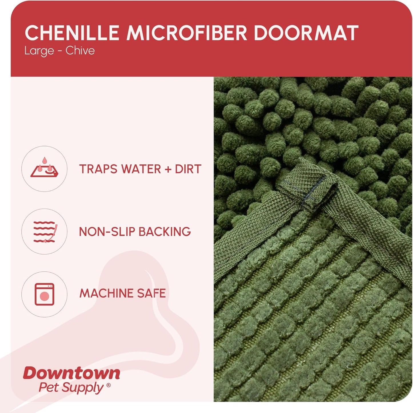 My Doggy Place Microfiber Dog Mat for Muddy Paws, 36" x 26" Chive - Absorbent and Quick-Drying Dog Paw Cleaning Mat, Washer and Dryer Safe - Non-Slip Rubber Backed Dog Floor Mat, Large