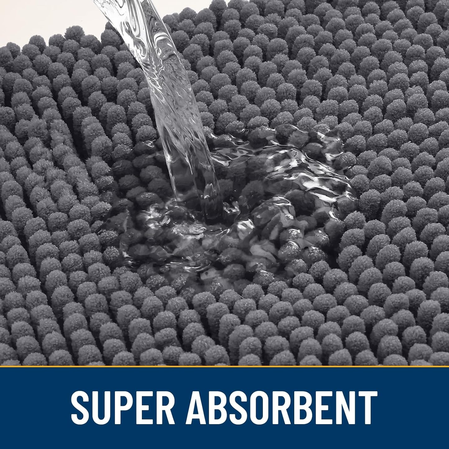 Smiry Dog Door Mat for Muddy Paws 48x30, Absorbs Moisture and Dirt Doormat, Non-Slip Washable Quick Dry Chenille Front Door Mat Indoor Entrance, Entryway Carpet for Inside Floor, Dark Grey