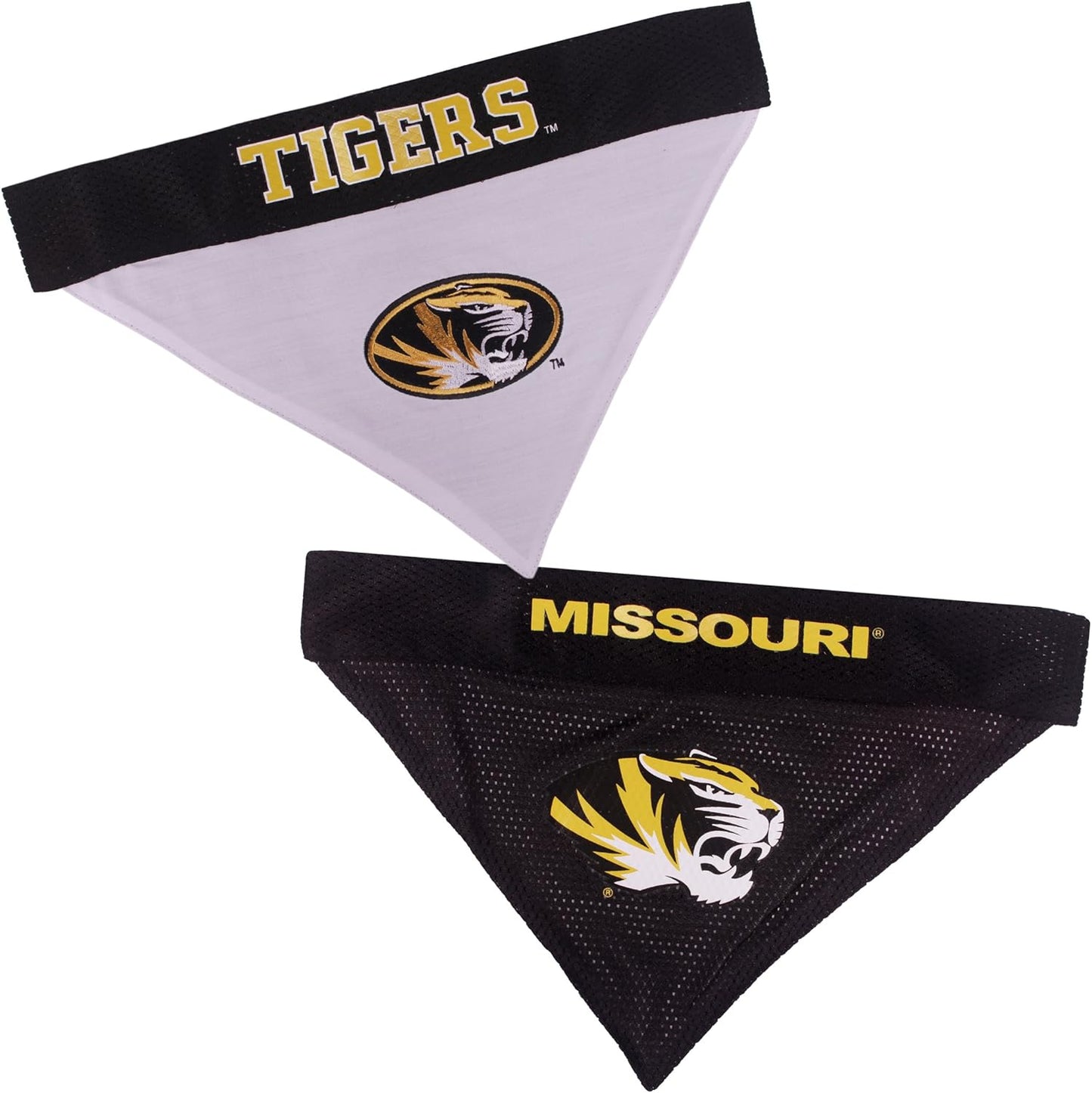 Pets First Collegiate Pet Accessories, Reversible Bandana, Missouri Tigers, Small/Medium