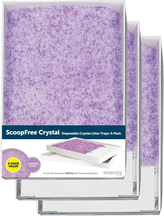 PetSafe ScoopFree Disposable Crystal Cat Litter Tray - Easy Cleaning Box - Refill Tray for Electric Litter Box - Lavender Scent - 4.3 lb Bags - 3 Pack