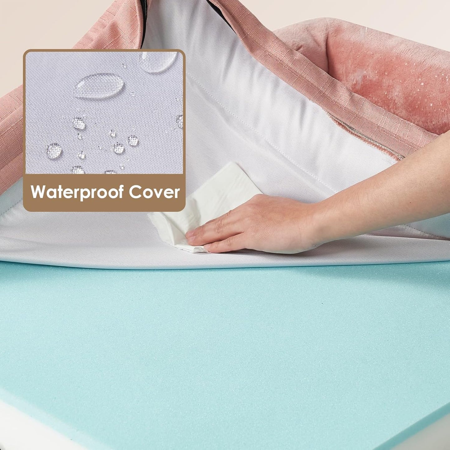 EHEYCIGA Orthopedic Dog Beds for Large Dogs, Waterproof Memory Foam Large Dog Bed with Sides, Non-Slip Bottom and Egg-Crate Foam Pet Couch Bed with Washable Removable Cover, Dusty Pink