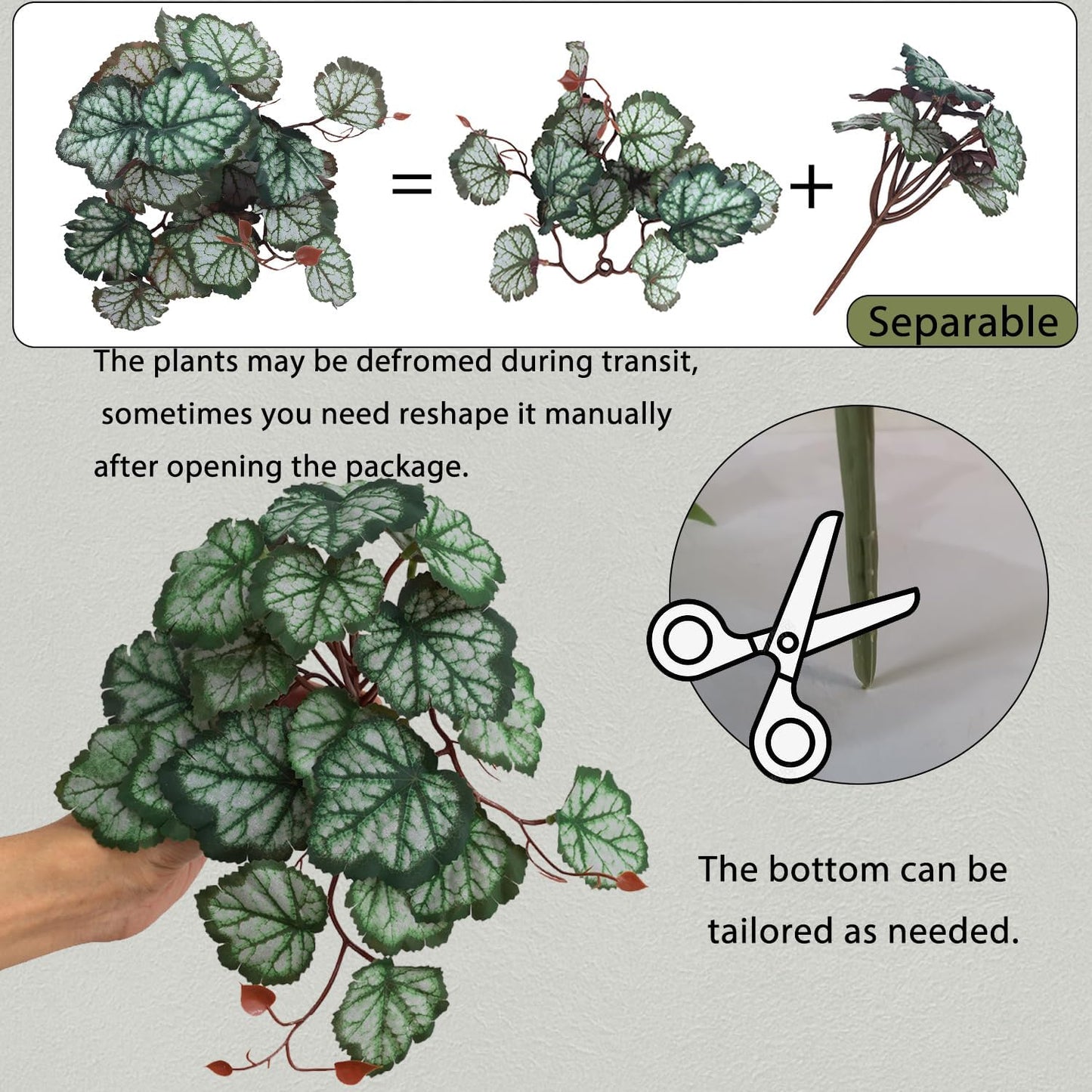 IBWell Fake Reptile Plants for Terrarium, Turtle Tank Decor with Suction Cup