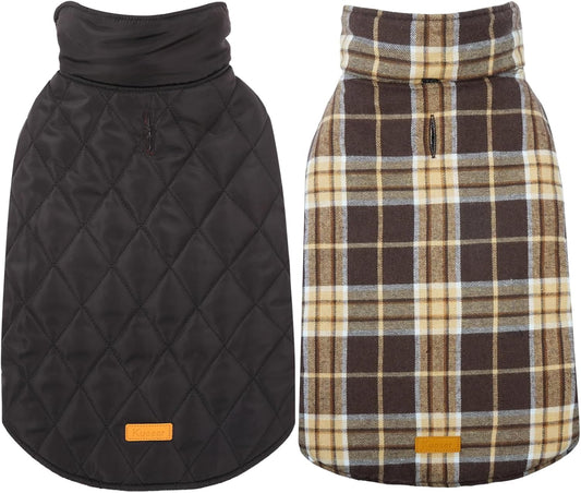 Kuoser Warm Dog Coat, Waterproof Dog Jacket for Extra Large Dogs, Adjustable Durable XXXL Doggie Winter Coat Reversible Puppy Cold Weather Apparel for Large Breed, New Brown 3XL