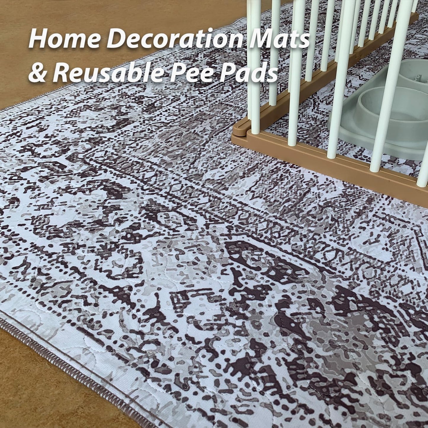 nunubaby 2PACK Washable Pee Pads for Dogs, Stylish, Non-Slip and Leak-Proof Pee Pads. Reusable Potty Pads for Dogs for Crates and Floors.(Brown/Geo, 72" x72")