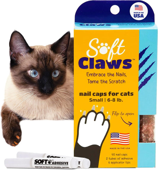 Soft Claws Cat Nail Caps for Small Cats–(40 Caps, Pink Sparkle)-Made in USA-Veterinarian-Developed, Non-Toxic | Protects Furniture & Skin-Easy to Apply, Long-Lasting Anti-Scratch Soft Cat Claw Covers
