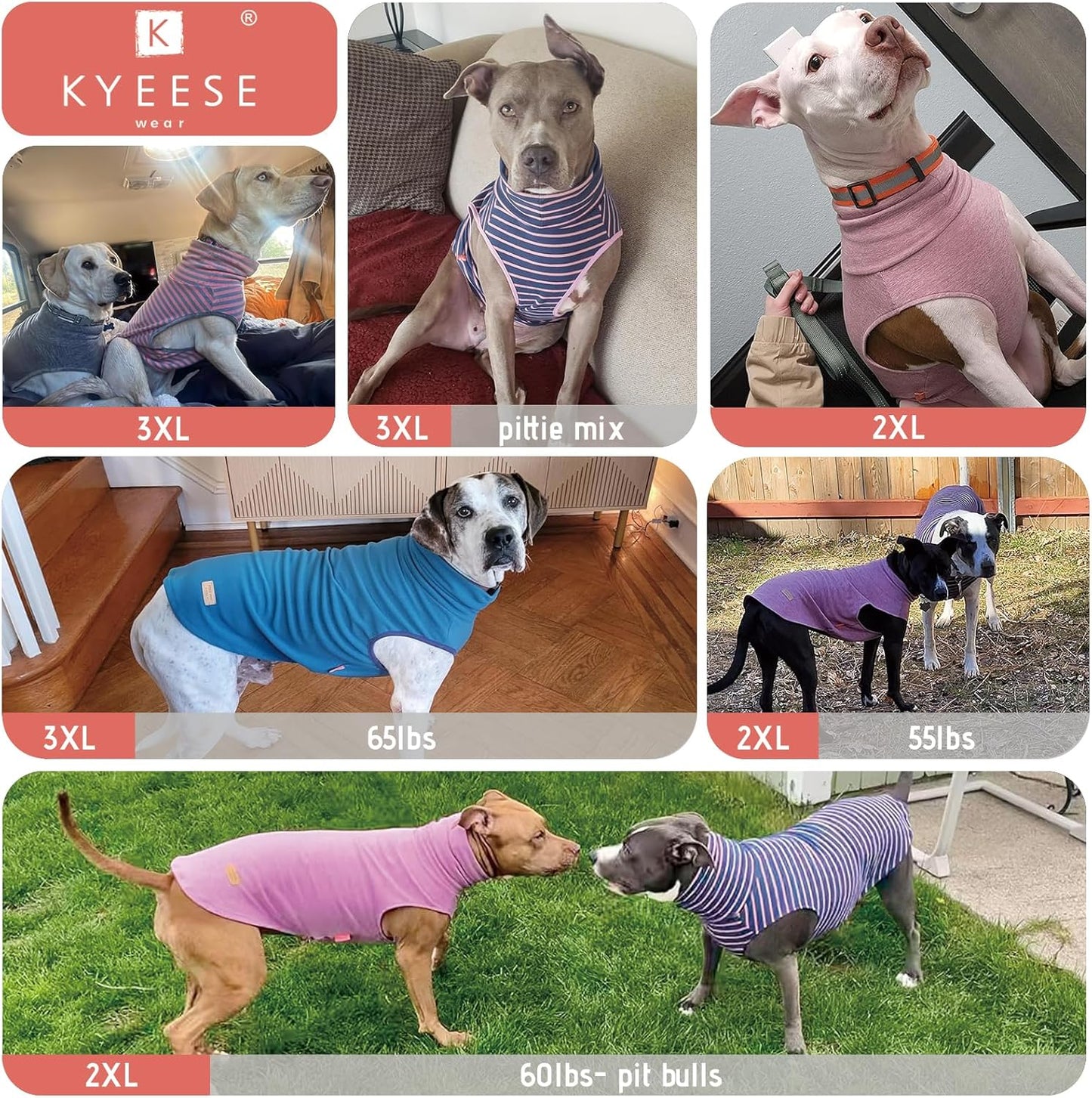 KYEESE 2Pack Dog Sweater Pullover Dog Sweaters for Large Dogs Stretchy Pet Sweater Large Size Pets Turtleneck Pets Coats Warm Dogs Clothes Soft Pet Sweatshirt