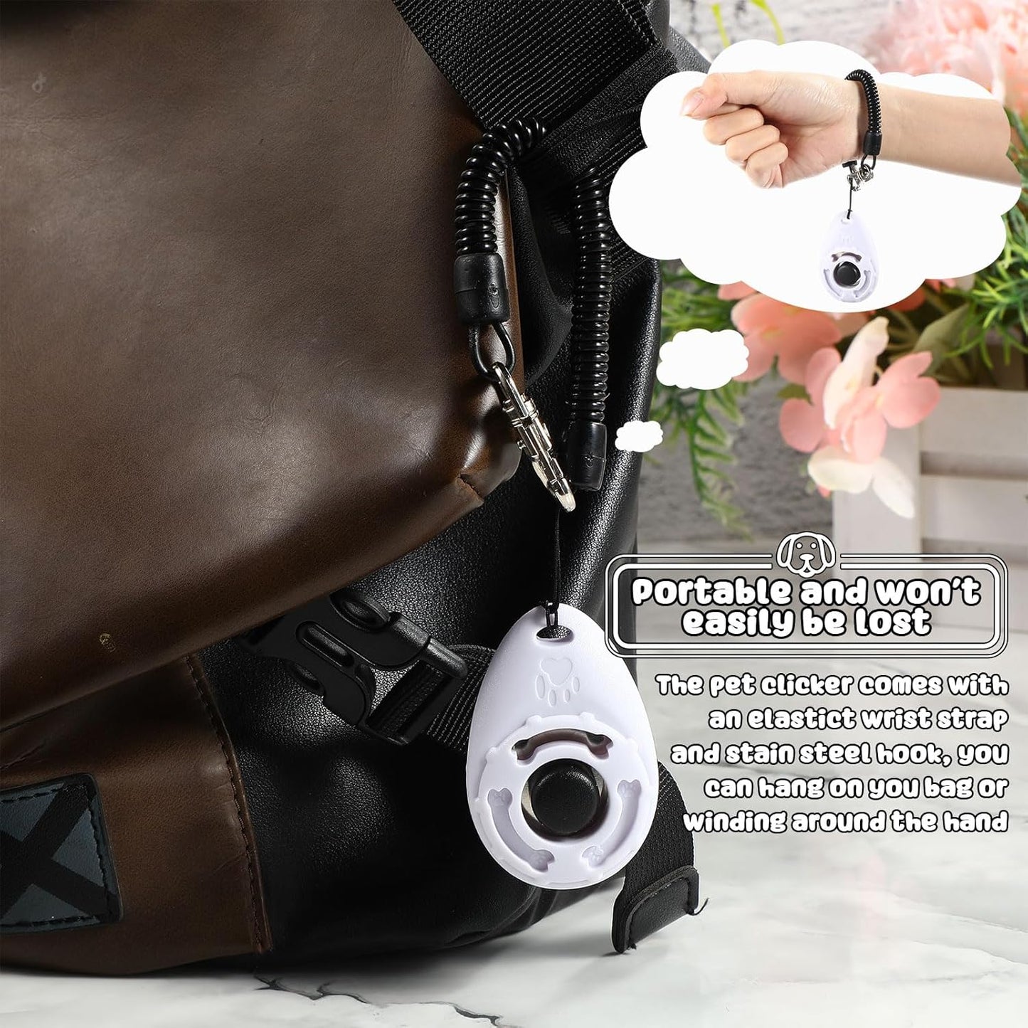 Frienda 18 Pieces Dog Training Clicker, Pet Behavioral Training Clickers with Wrist Strap for Dogs Cats Puppy Birds Horses (White)