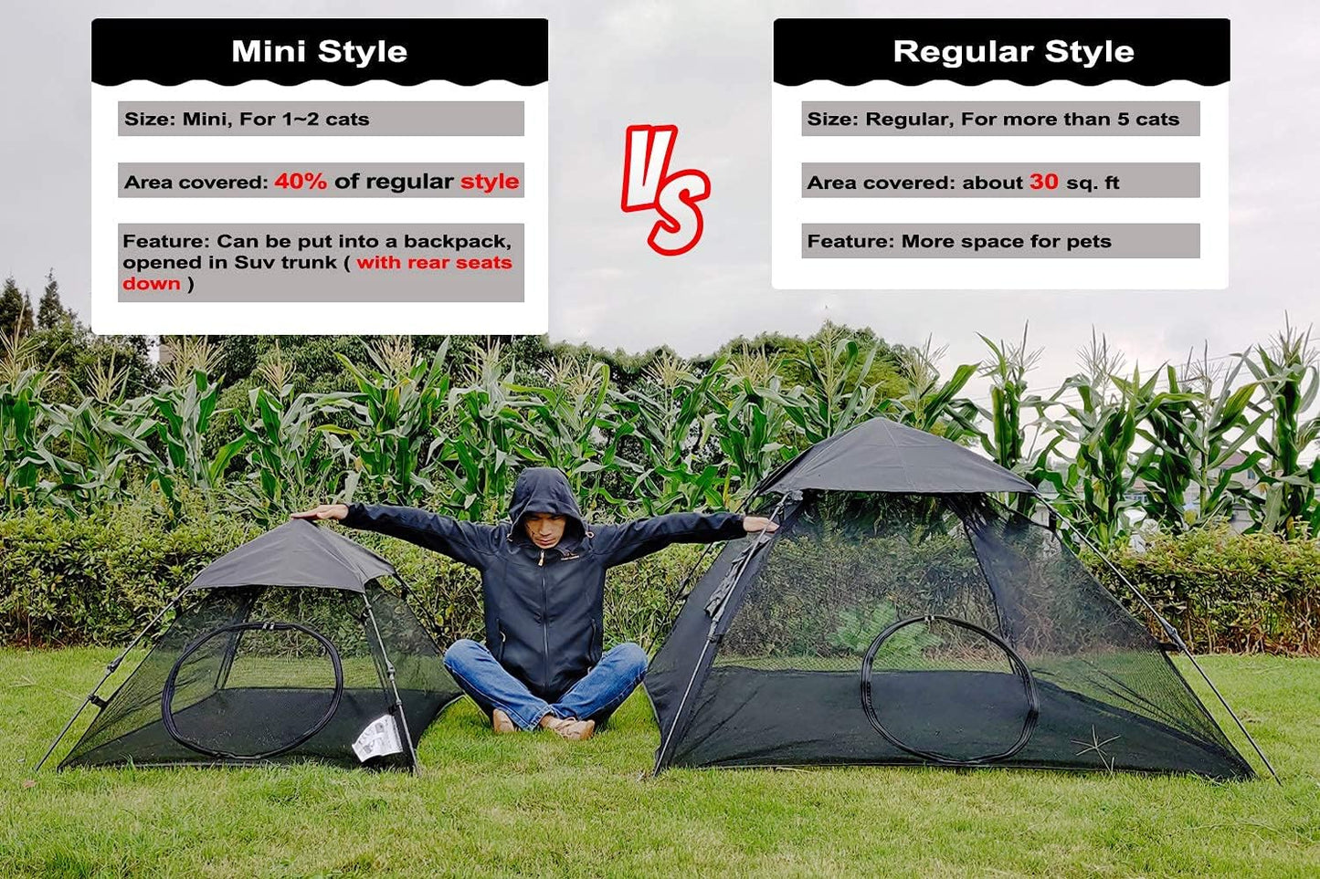 AICHIFAN Mini Cat Tent for Outside Playpen Pop Up Indoor Pet Cat Enclosures Portable Sunshade and Anti-UV Cat Playhouse for SUV Pickup Truck (Play Tents for Cats and Small Animals) - Outside Habitat