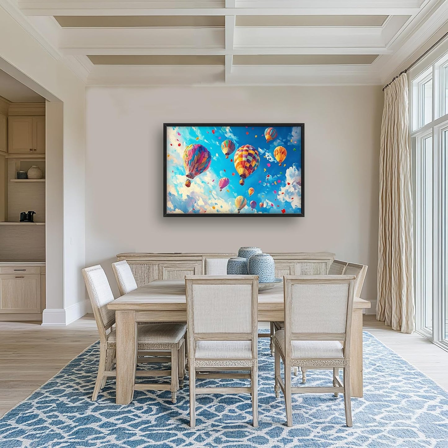 Hot Air Balloon Large Wall Art for Living Room, Framed Oversized Hot Air Balloon Wall Decor Colorful Sky Canvas Painting Modern Artwork for Living Room Bedroom Office Dinging Room 36"x24"