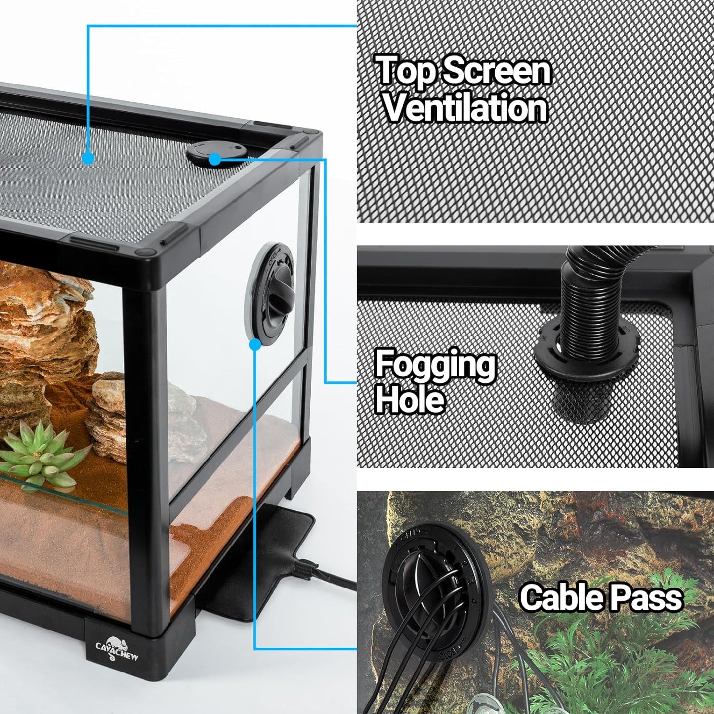 Double Stacked Reptile Tank, 30" x 12" x 32" Tall Reptiles Terrarium, Front Opening, Full Vision, Knock Down, 2 Pack 20 Gallon Glass Cage for Reptile, Bearded Dragon, Lizard, Snake, Gecko