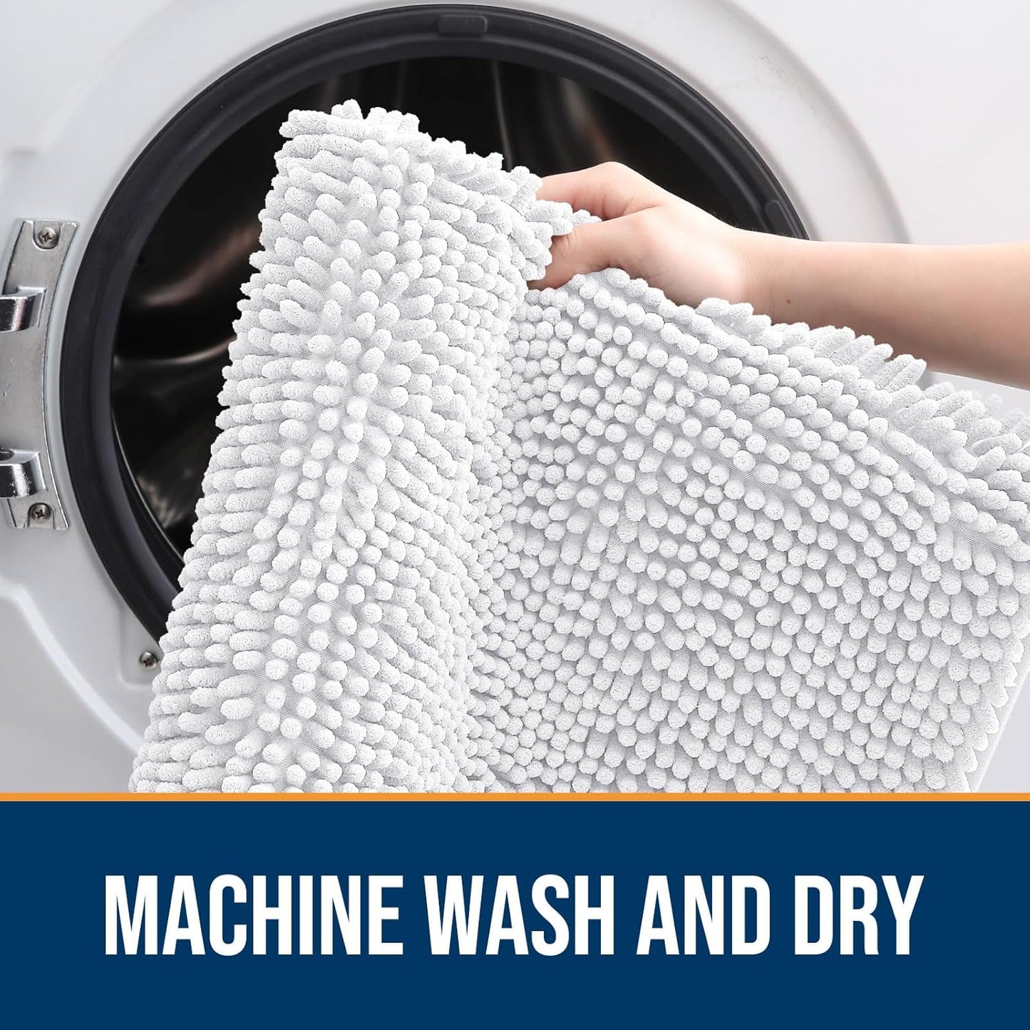 OLANLY Dog Door Mat for Muddy Paws 44x24, Absorbs Moisture and Dirt, Absorbent Non-Slip Washable Doormat, Quick Dry Chenille Mud Mat for Dogs, Entry Indoor Entryway Carpet for Inside Floor, White