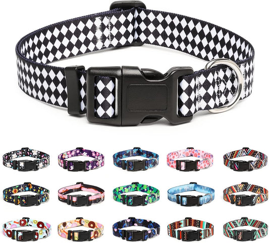 Mercano Adjustable Dog Collar - Special Design Patterns, Soft Nylon Comfortable Durable Pet Collar for Small Medium Large Dogs (XS, Rhomb)