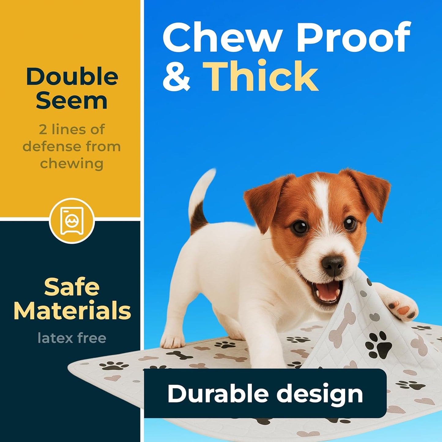 GREEN LIFESTYLE Washable Pee Pads for Dogs - Waterproof Reusable Puppy Pads with Anti-Slip Backing, Pet Training Pad for Puppy Playpen, Crate, Whelping Box, Potty Training (Pack of 48 - 30x34)