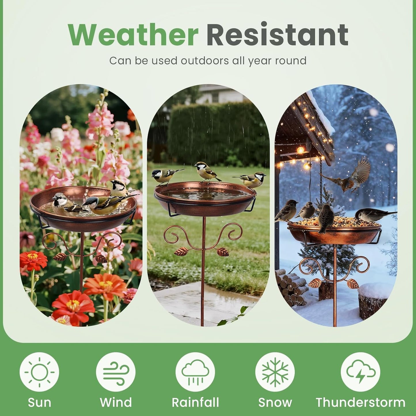 35.4" Tall Metal Bird Bath for Outdoors with 2.2" Deep and 11.8'' Dia Bowl, Removable, Easy - Clean, Vintage Freestanding Birdbaths & Birdfeeder for Garden Yard Lawn Decor, Glod