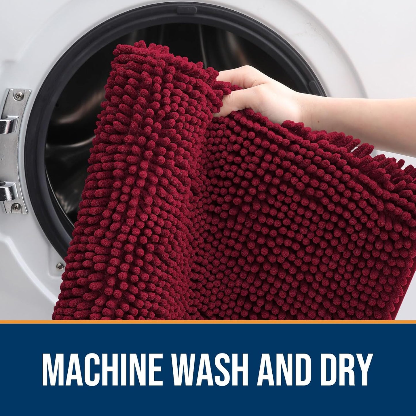 OLANLY Dog Door Mat for Muddy Paws 59x32, Absorbs Moisture and Dirt, Absorbent Non-Slip Washable Doormat, Quick Dry Chenille Mud Mat for Dogs, Entry Indoor Entryway Carpet for Inside Floor, Burgundy